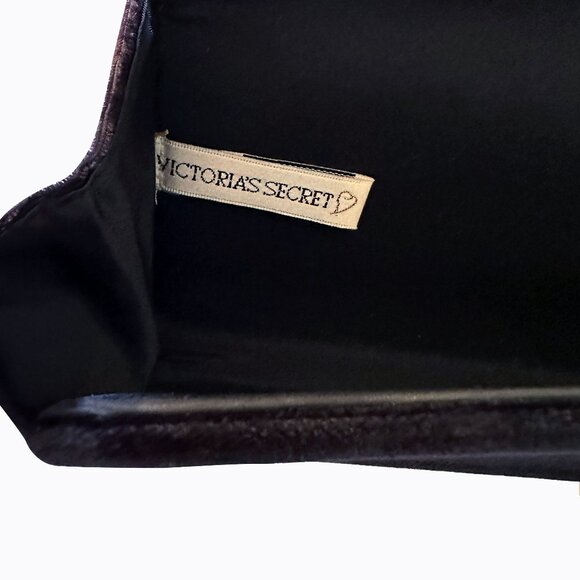 Victoria's Secret Black Velvet Clutch Evening Bag Gold Heart Whimsigoth Y2K 90s - Picture 8 of 8